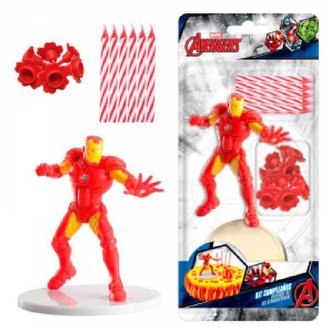 Dekorace na dort - Iron man a svíčky 7 cm