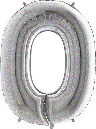 Nafukovací balónek číslo 0 holografický 102cm extra velký - Grabo