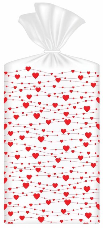 Pytlíček na sladkosti a čokoládu 10ks 21x11cm srdíčka - Alvarak