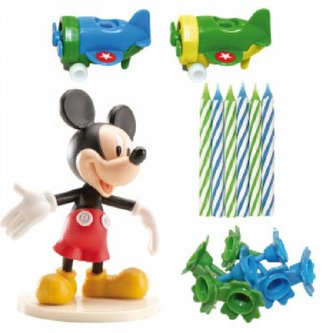 Dekorace na dort - Mickey Mouse a svíčky 7 cm