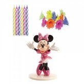 Dekorace na dort - Minnie Mouse a svíčky 7 cm