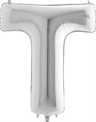 Foliové písmeno T stříbrné 102 cm