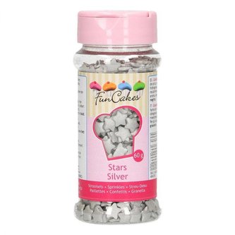 Cukrové sypání stříbrné hvězdičky 60g - FunCakes