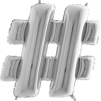 Foliový symbol Hashtag stříbrný 102 cm