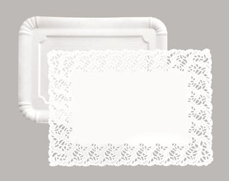Papírový tácek obdélník s krajskou set 30x39cm – 5ks - Ibili