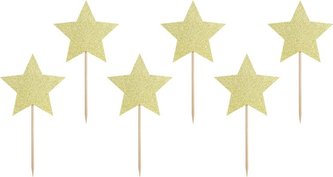 PartyDeco zapichovací dekorace na muffiny Zlaté hvězdičky