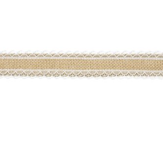 Jutová stuha s dvojitnou krajkou 4x500cm - PartyDeco