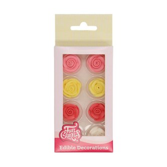 Cukrové zdobení 8ks barevné růže - FunCakes