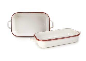 Smaltovaný pekáč červeno bílý bez víka 32cm - Ibili
