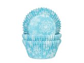 Košíčky na muffiny modré, sněhové vločky 50x33 mm - House of Marie