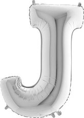 Foliové písmeno J stříbrné 102 cm