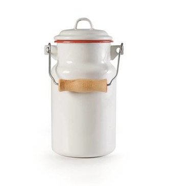 Smaltovaná konvička na mléko s červeným okrajem - Ibili