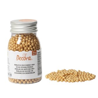 Cukrové zdobení perličky 4mm zlaté 100g - Decora