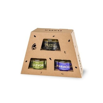 Yuzu Dárkový balíček Pyramida pro pohodu yuzu 550g, maracuja 550 g, zázvor 550 g