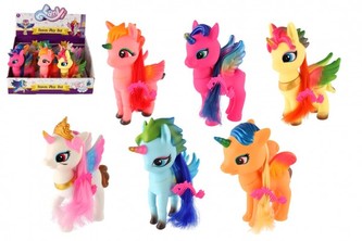 Jednorožec/kůň s křídly česací s hřebenem guma 15x20cm mix barev - cena za 1 KS