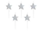 Świeczki urodzinowe Gwiazdki srebrne 5szt