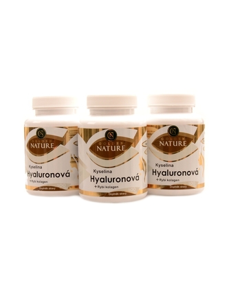 Golden Nature - Kys. Hyaluronová + Rybí kolagen + C 300kapslí