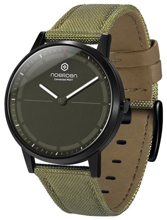 NOERDEN chytré hybridní hodinky MATE2+ Khaki/ dotykové safírové sklíčko/ 5 ATM/ výdrž až 6 měsíců/ khaki/ CZ app