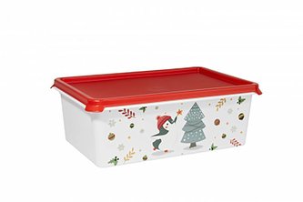 DÓZA S VÍČKEM VÁNOČNÍ MOTIV 30x20x10,5CM PLAST 4L