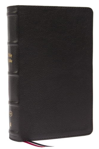 KJV, Personal Size Large Print Single-Column Reference Bible, Genuine Leather, Black, Red Letter, Comfort Print