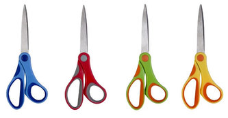 Nůžky školní 18 cm asymetrické, mix barev