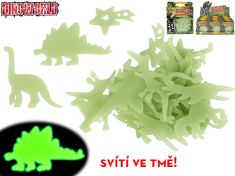 Dinoworld dinosaurus nálepky svítící ve tmě 24ks v krabičce (1 balení)