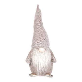 Skřítek látkový, šedivo-zlatá barva.