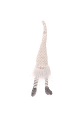 Skřítek se svítícím nosem, vánoční dekorace, látková, barva bílá