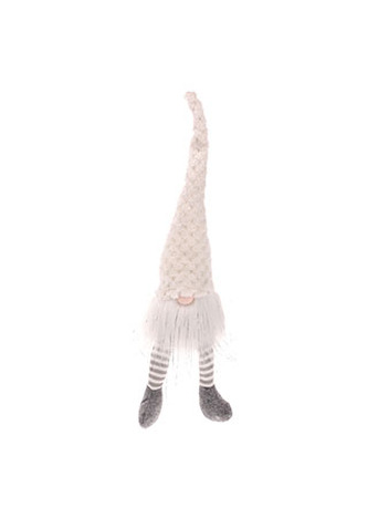 Skřítek se svítícím nosem, vánoční dekorace, látková, barva bílá