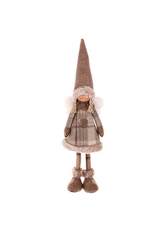 Anděl, látková vánoční dekorace, barva světle hnědá 47 cm