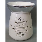 Aroma lampa, porcelánová. Stříbrno-bílá barva.