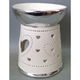 Aroma lampa, porcelánová. Stříbrno-bílá barva.
