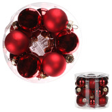 Ozdoby skleněné, pr.4cm, barva červená, cena za 1 balení (18ks)