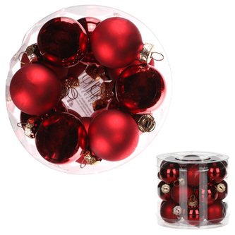 Ozdoby skleněné, pr.4cm, barva červená, cena za 1 balení (18ks)