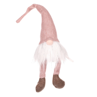 Skřítek se svíticím nosem, visící nohy, vánoční látková dekorace.