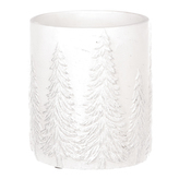 Váza betonová, motiv stromku, bílo-stříbrné.