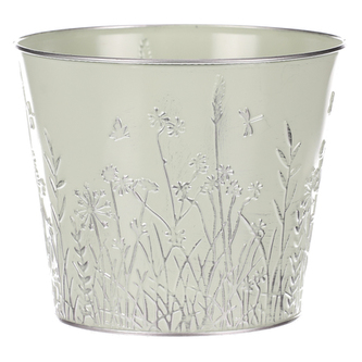 Obal na květiny kovový - barva zelená.