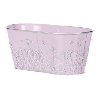Obal na květiny kovový -truhlík - barva světle fialová.