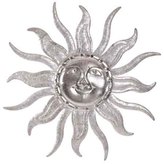 Slunce, kovová dekorace na zavěšení, barva stříbrná