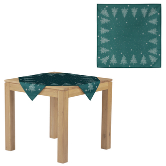 Ubrus s vánočním motivem, stromek na zeleném podkladu, 80x80 cm,100 % polyester.