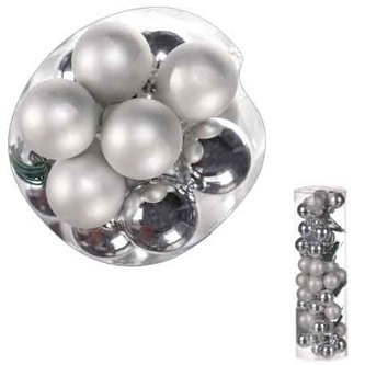 Ozdoby skleněné na drátku,stříbrné, pr.2cm, cena za 1 balení (48ks)