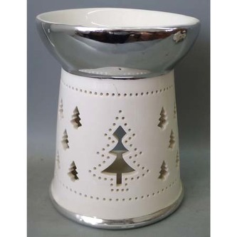 Aroma lampa, porcelánová. Stříbrno-bílá barva.