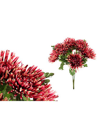 Chryzantéma puget, barva vínovo-smetanová, umělá květina.