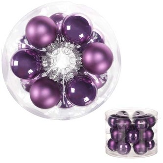 Ozdoby skleněné, barva fialová, pr.4 cm, cena za 1 balení (18ks)
