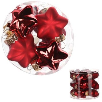 Ozdoby skleněné- tvar hvězdy, červené, pr. 4cm, cena za 1 balení (12 ks)