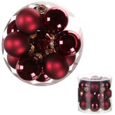 Ozdoby skleněné, barva tm.červená, pr.3cm, cena za 1 balení(18ks)