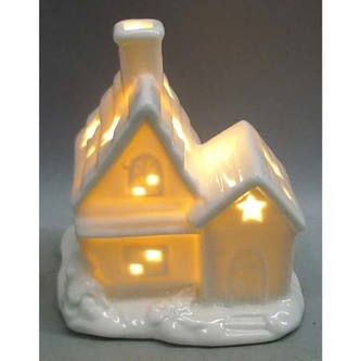 Domeček porcelánový, s LED světlem.