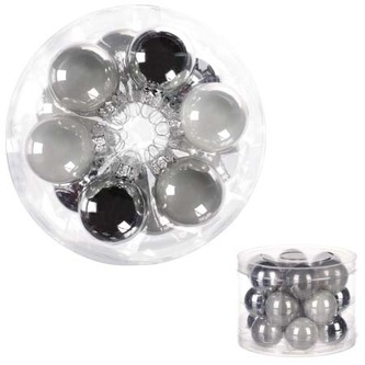 Ozdoby skleněné, barva šedá, pr.4 cm, cena za 1 balení (18 ks)