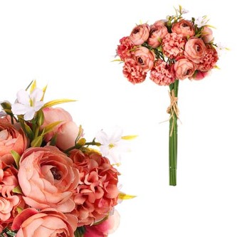 Pivoňky a zákuly v pugetu, lososová barva.