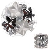 Ozdoby skleněné-tvar hvězdy,stříbrné, pr. 4cm, cena za 1 balení (12 ks)